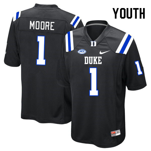 Youth #1 Terry Moore Duke Blue Devils College Football Jerseys Stitched-Black